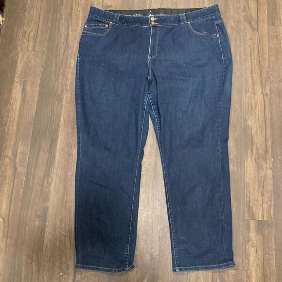 Lane Bryant dark wash Straight leg 28 tighter tummy tech jeans - Picture 1 of 3